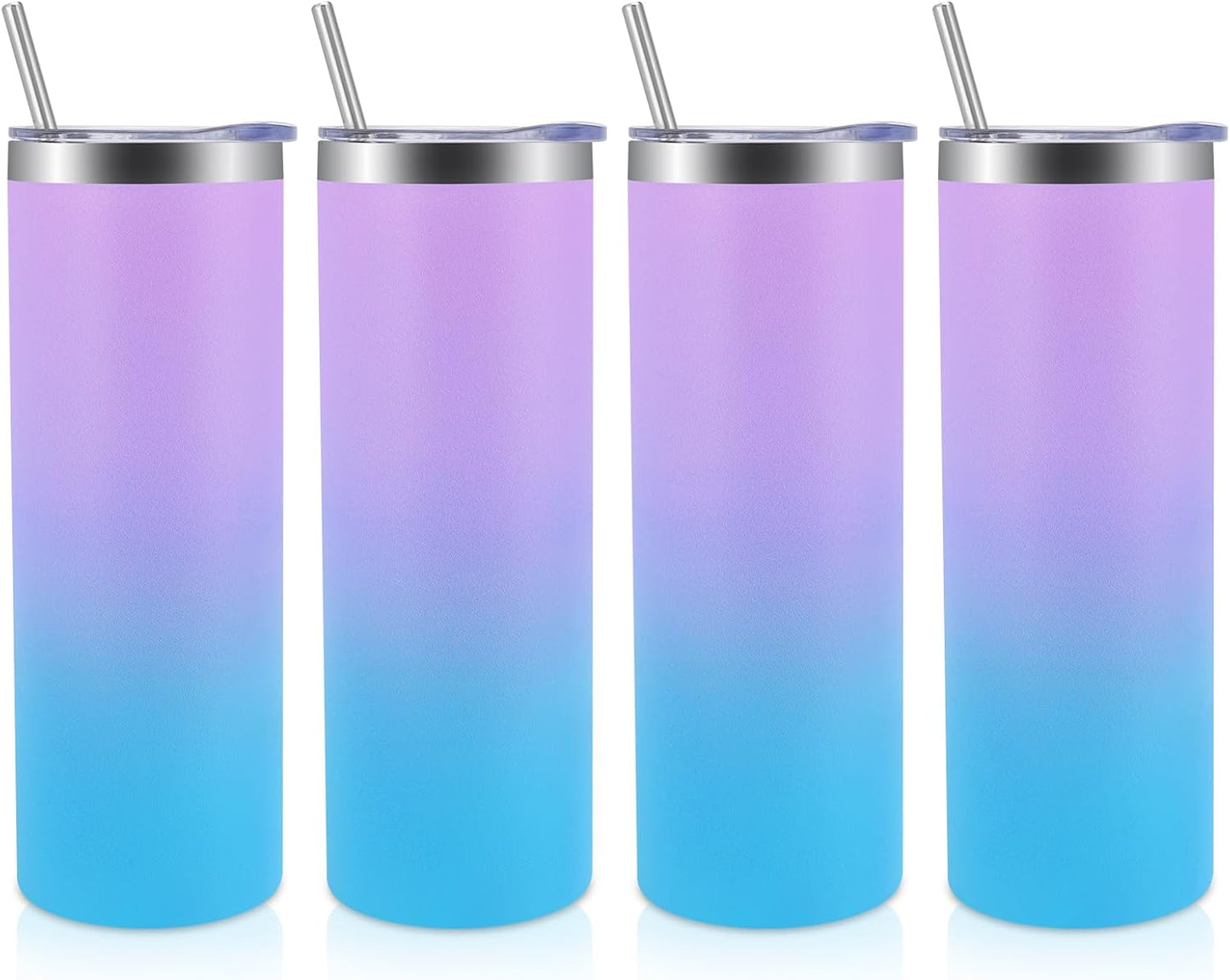 Volhoply 20 oz Skinny Tumbler with Lid and Straw, Stainless Steel Straight Tumblers Cup, Vacuum Insulated Coffee Mug for Home, Office, Travel, DIY (Navy,1 Pack)