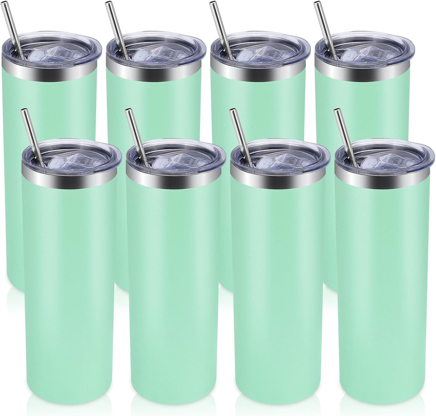 Volhoply 20 oz Skinny Tumbler with Lid and Straw, Stainless Steel Straight Tumblers Cup, Vacuum Insulated Coffee Mug for Home, Office, Travel, DIY (Navy,1 Pack)