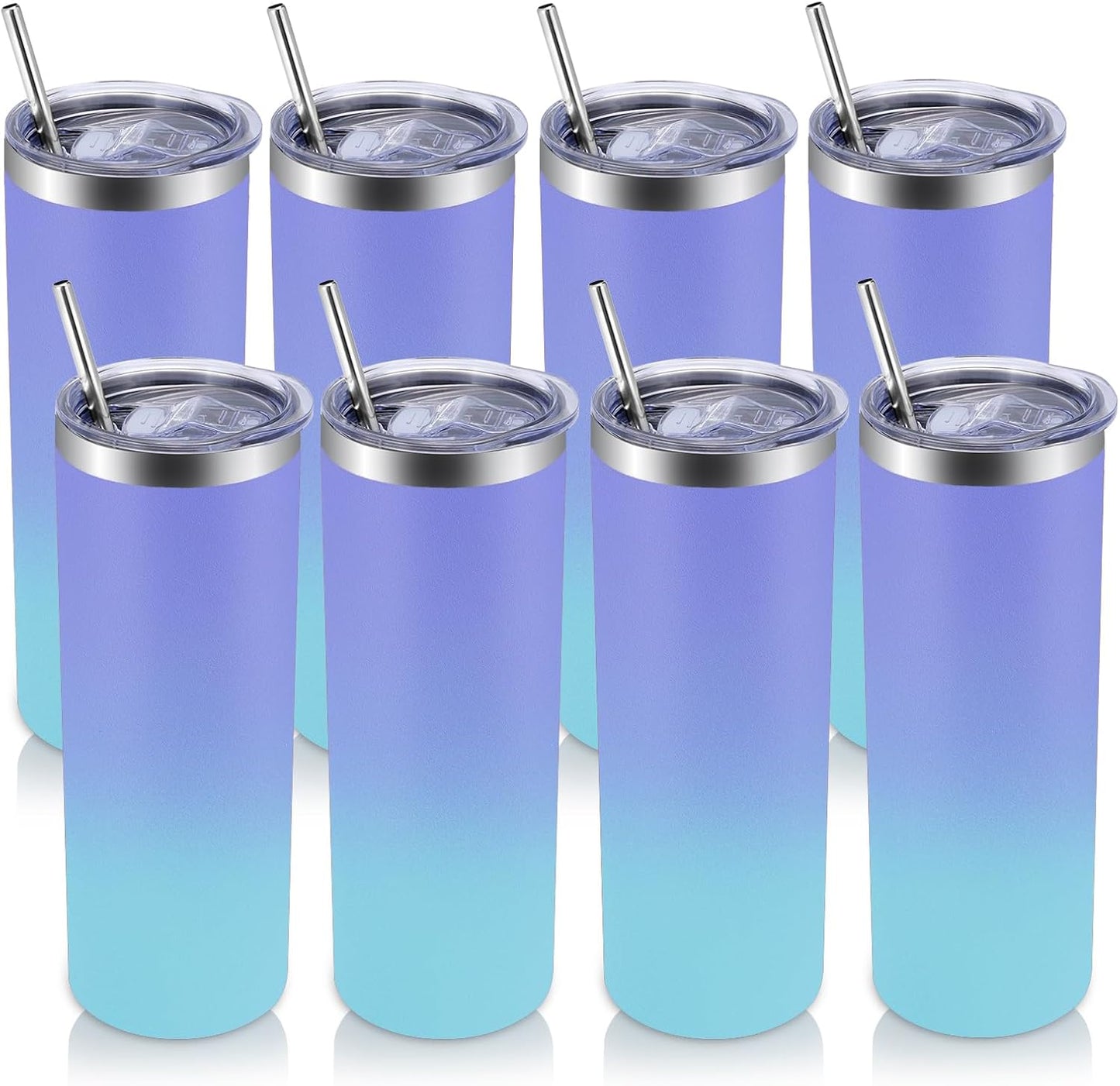 Volhoply 20 oz Skinny Tumbler with Lid and Straw, Stainless Steel Straight Tumblers Cup, Vacuum Insulated Coffee Mug for Home, Office, Travel, DIY (Navy,1 Pack)