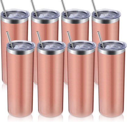 Volhoply 20 oz Skinny Tumbler with Lid and Straw, Stainless Steel Straight Tumblers Cup, Vacuum Insulated Coffee Mug for Home, Office, Travel, DIY (Navy,1 Pack)