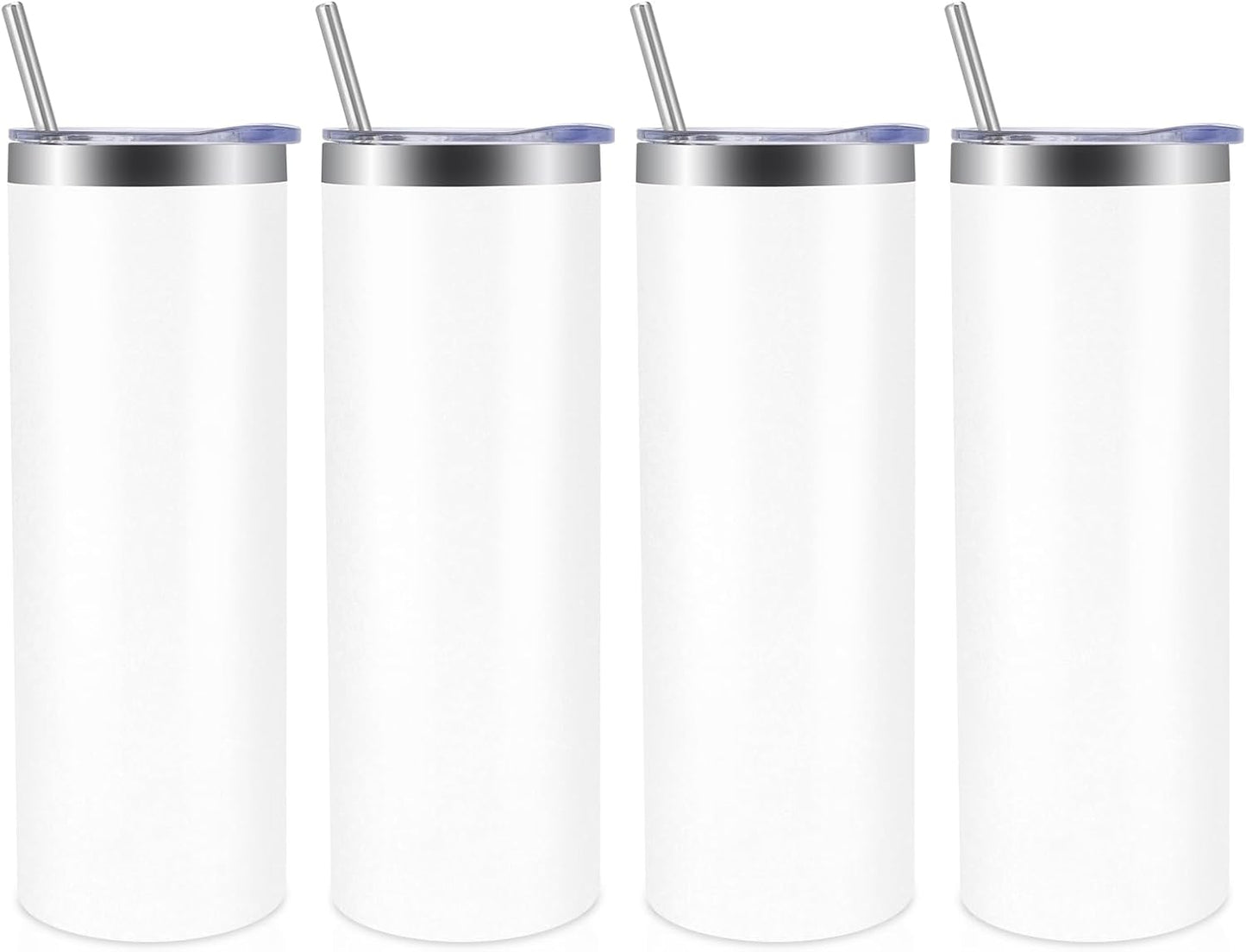 Volhoply 20 oz Skinny Tumbler with Lid and Straw, Stainless Steel Straight Tumblers Cup, Vacuum Insulated Coffee Mug for Home, Office, Travel, DIY (Navy,1 Pack)