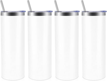 Volhoply 20 oz Skinny Tumbler with Lid and Straw, Stainless Steel Straight Tumblers Cup, Vacuum Insulated Coffee Mug for Home, Office, Travel, DIY (Navy,1 Pack)