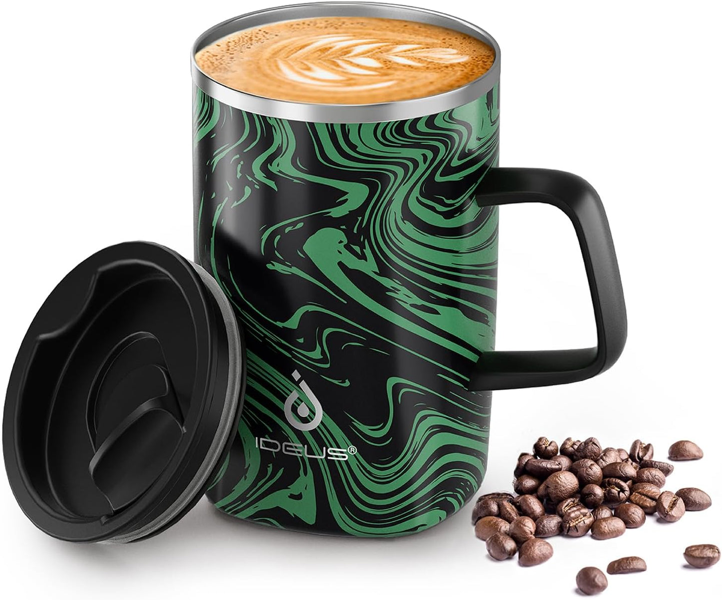 16 oz Insulated Stainless Steel Coffee Mug with Lid, Leopard Blue | 18/8 Stainless Steel | Double Wall Vacuum | 3D Print Finish | Sweat-Free Exterior | Sliding Lid | Ideal for Home & Office