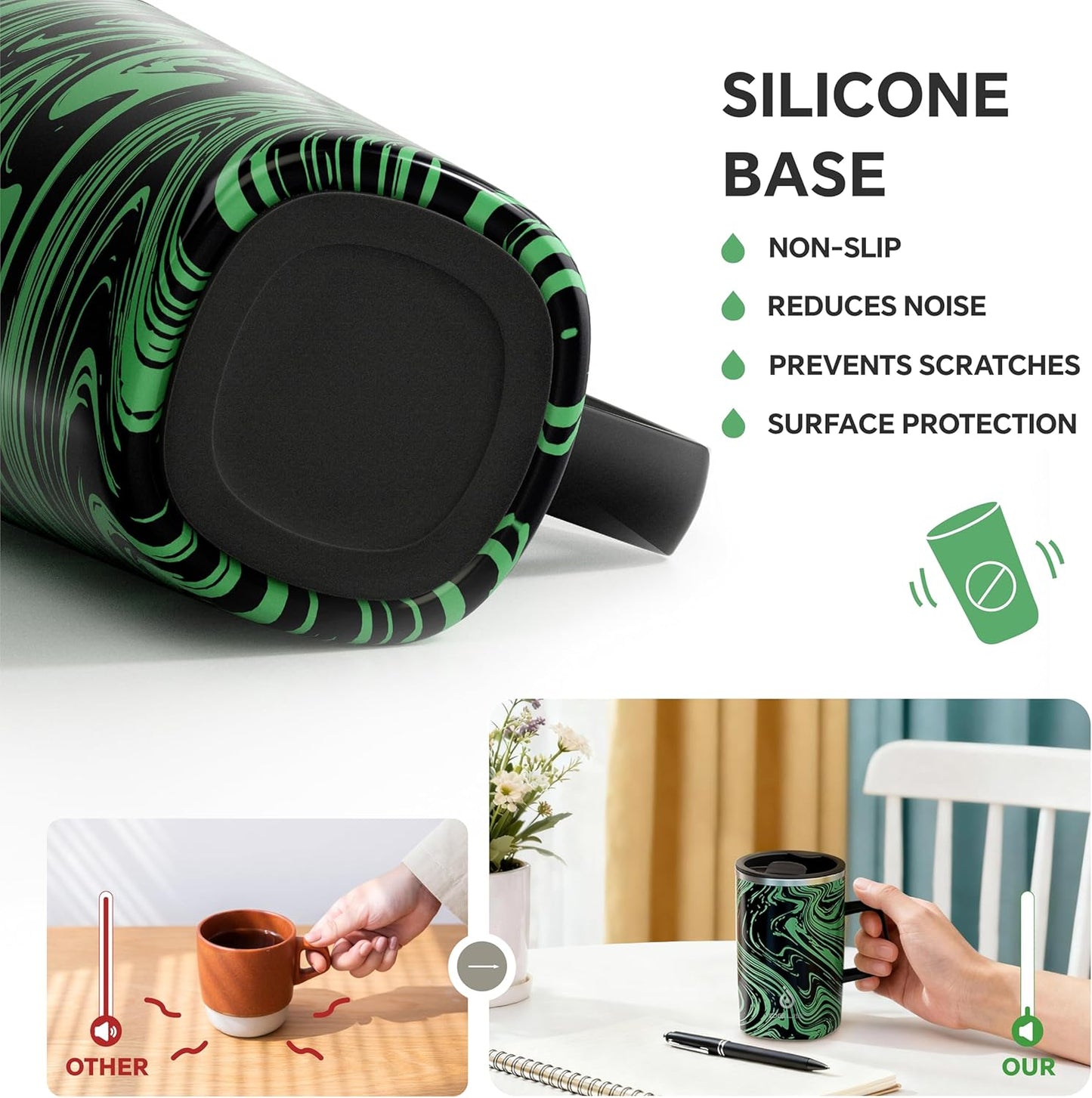 16 oz Insulated Stainless Steel Coffee Mug with Lid, Leopard Blue | 18/8 Stainless Steel | Double Wall Vacuum | 3D Print Finish | Sweat-Free Exterior | Sliding Lid | Ideal for Home & Office