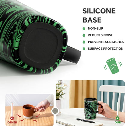 16 oz Insulated Stainless Steel Coffee Mug with Lid, Leopard Blue | 18/8 Stainless Steel | Double Wall Vacuum | 3D Print Finish | Sweat-Free Exterior | Sliding Lid | Ideal for Home & Office