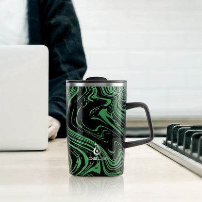 16 oz Insulated Stainless Steel Coffee Mug with Lid, Leopard Blue | 18/8 Stainless Steel | Double Wall Vacuum | 3D Print Finish | Sweat-Free Exterior | Sliding Lid | Ideal for Home & Office