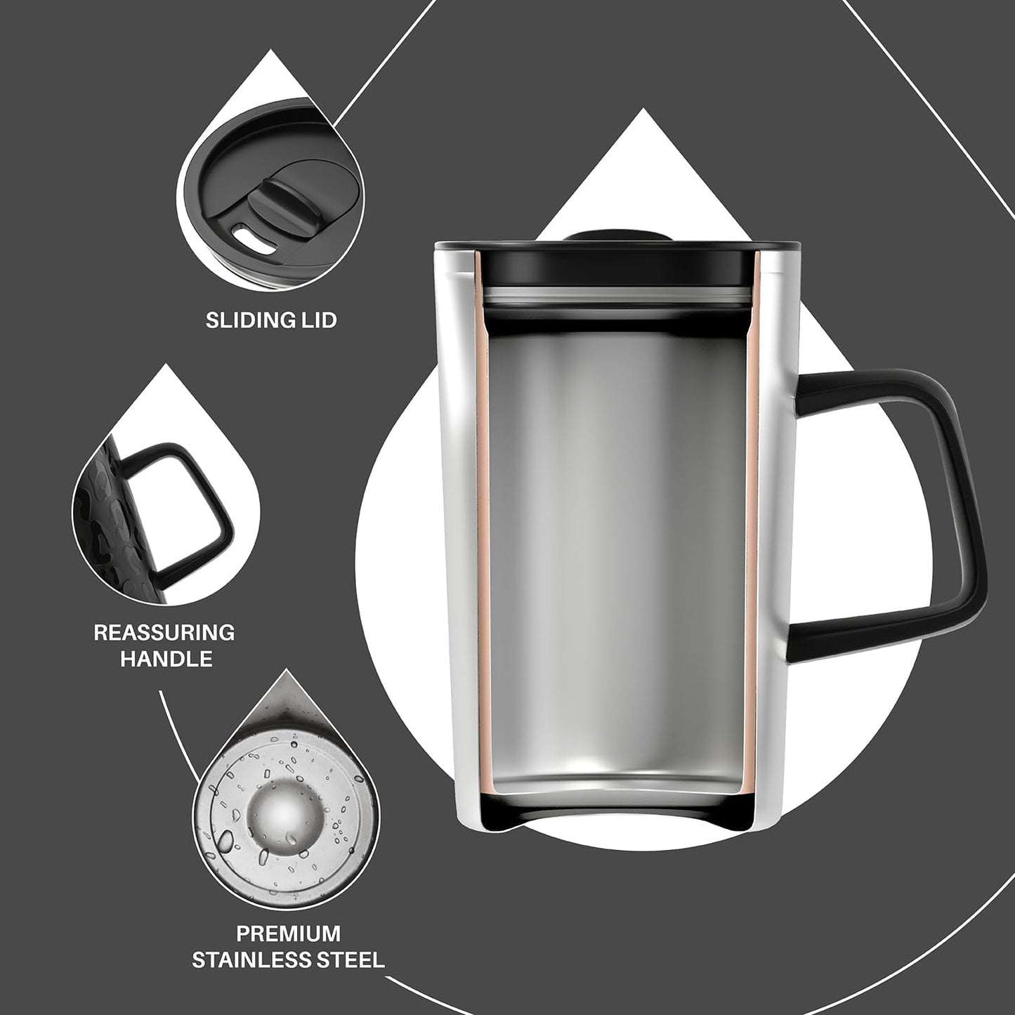 16 oz Insulated Stainless Steel Coffee Mug with Lid, Leopard Blue | 18/8 Stainless Steel | Double Wall Vacuum | 3D Print Finish | Sweat-Free Exterior | Sliding Lid | Ideal for Home & Office