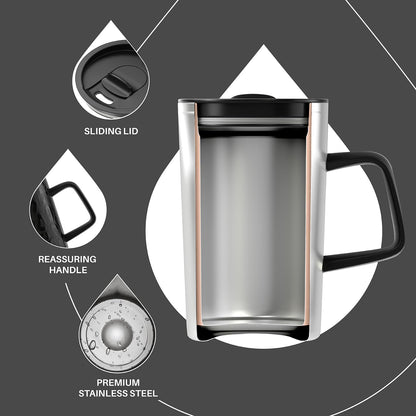 16 oz Insulated Stainless Steel Coffee Mug with Lid, Leopard Blue | 18/8 Stainless Steel | Double Wall Vacuum | 3D Print Finish | Sweat-Free Exterior | Sliding Lid | Ideal for Home & Office