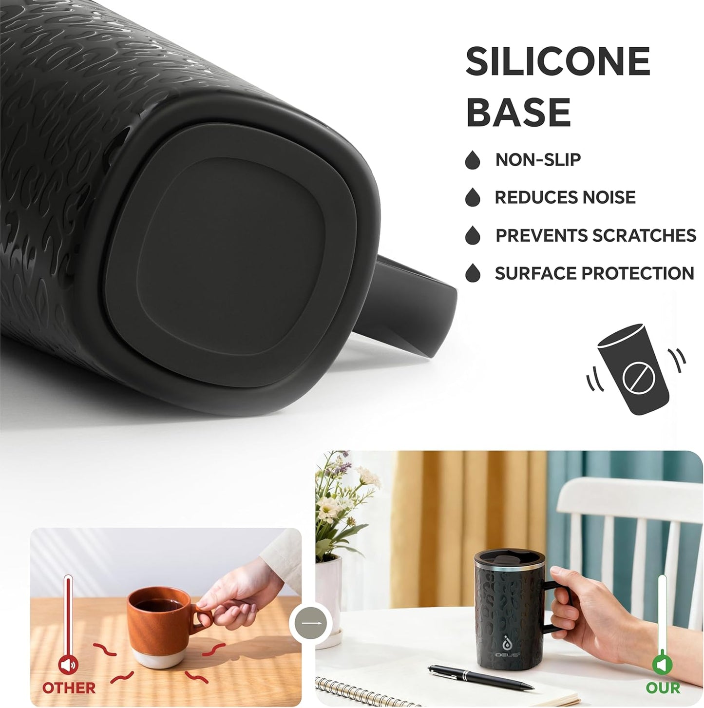 16 oz Insulated Stainless Steel Coffee Mug with Lid, Leopard Blue | 18/8 Stainless Steel | Double Wall Vacuum | 3D Print Finish | Sweat-Free Exterior | Sliding Lid | Ideal for Home & Office