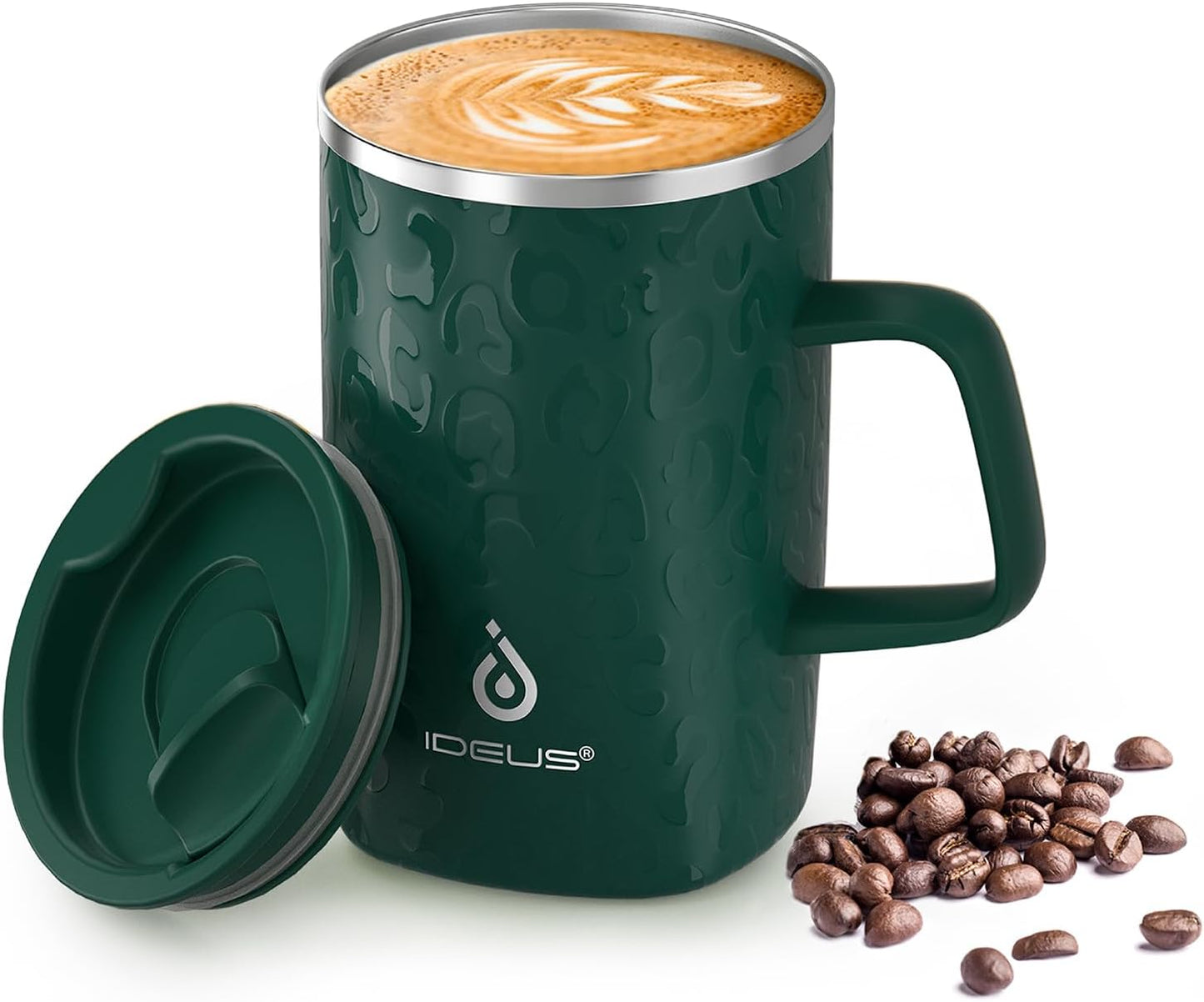 16 oz Insulated Stainless Steel Coffee Mug with Lid, Leopard Blue | 18/8 Stainless Steel | Double Wall Vacuum | 3D Print Finish | Sweat-Free Exterior | Sliding Lid | Ideal for Home & Office