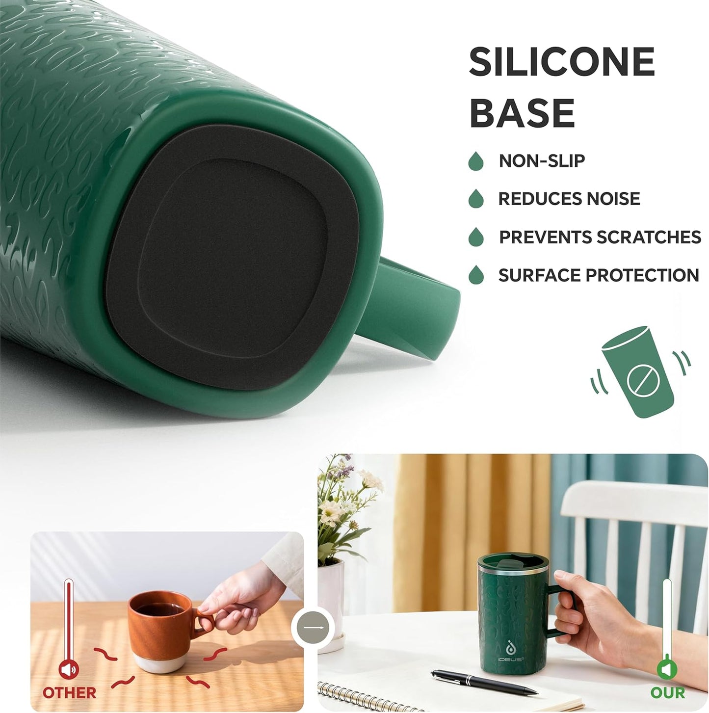 16 oz Insulated Stainless Steel Coffee Mug with Lid, Leopard Blue | 18/8 Stainless Steel | Double Wall Vacuum | 3D Print Finish | Sweat-Free Exterior | Sliding Lid | Ideal for Home & Office