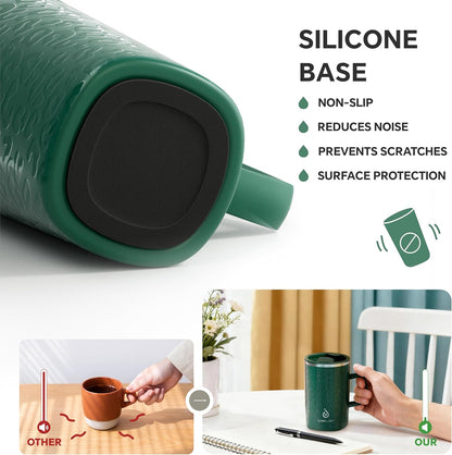 16 oz Insulated Stainless Steel Coffee Mug with Lid, Leopard Blue | 18/8 Stainless Steel | Double Wall Vacuum | 3D Print Finish | Sweat-Free Exterior | Sliding Lid | Ideal for Home & Office