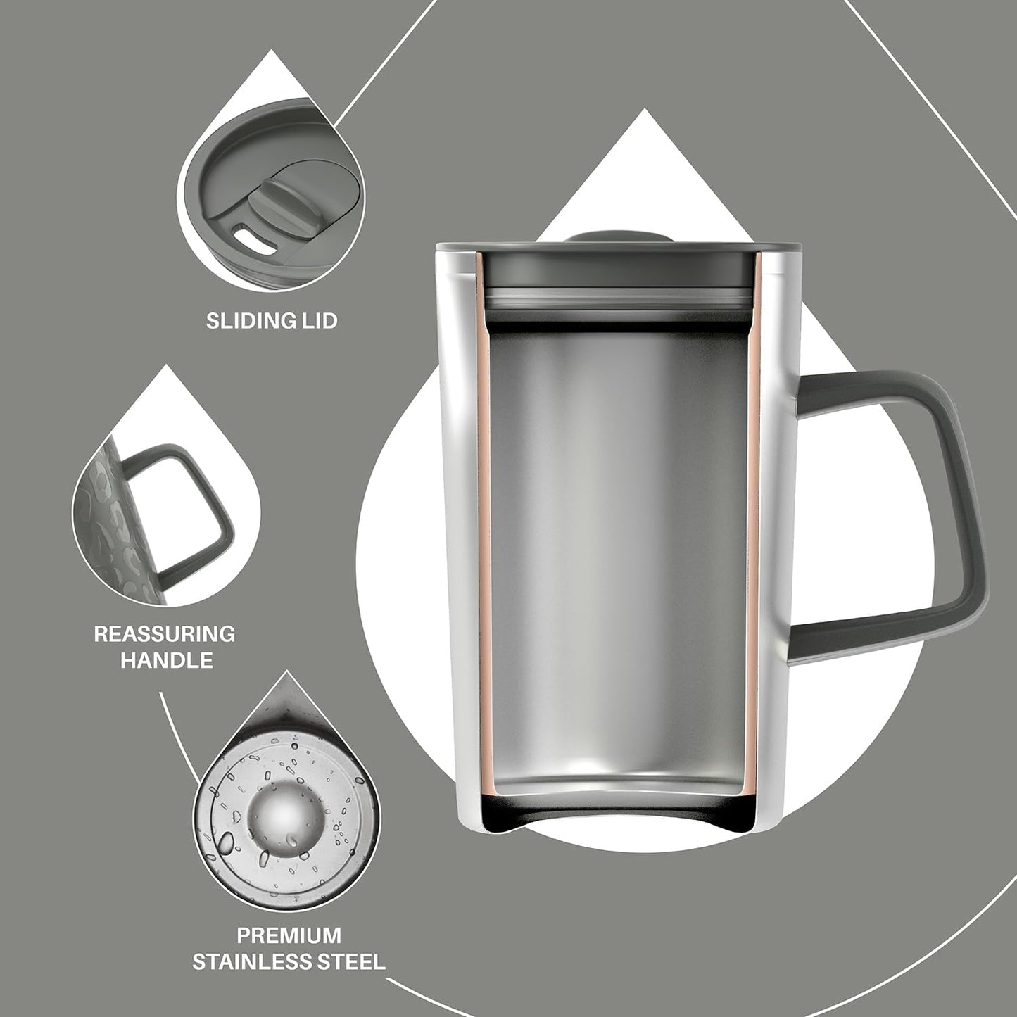 16 oz Insulated Stainless Steel Coffee Mug with Lid, Leopard Blue | 18/8 Stainless Steel | Double Wall Vacuum | 3D Print Finish | Sweat-Free Exterior | Sliding Lid | Ideal for Home & Office