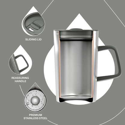 16 oz Insulated Stainless Steel Coffee Mug with Lid, Leopard Blue | 18/8 Stainless Steel | Double Wall Vacuum | 3D Print Finish | Sweat-Free Exterior | Sliding Lid | Ideal for Home & Office