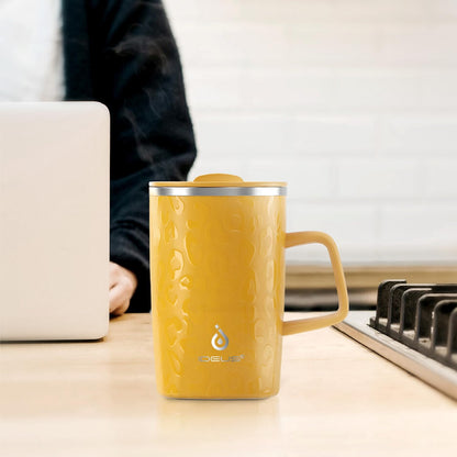16 oz Insulated Stainless Steel Coffee Mug with Lid, Leopard Blue | 18/8 Stainless Steel | Double Wall Vacuum | 3D Print Finish | Sweat-Free Exterior | Sliding Lid | Ideal for Home & Office
