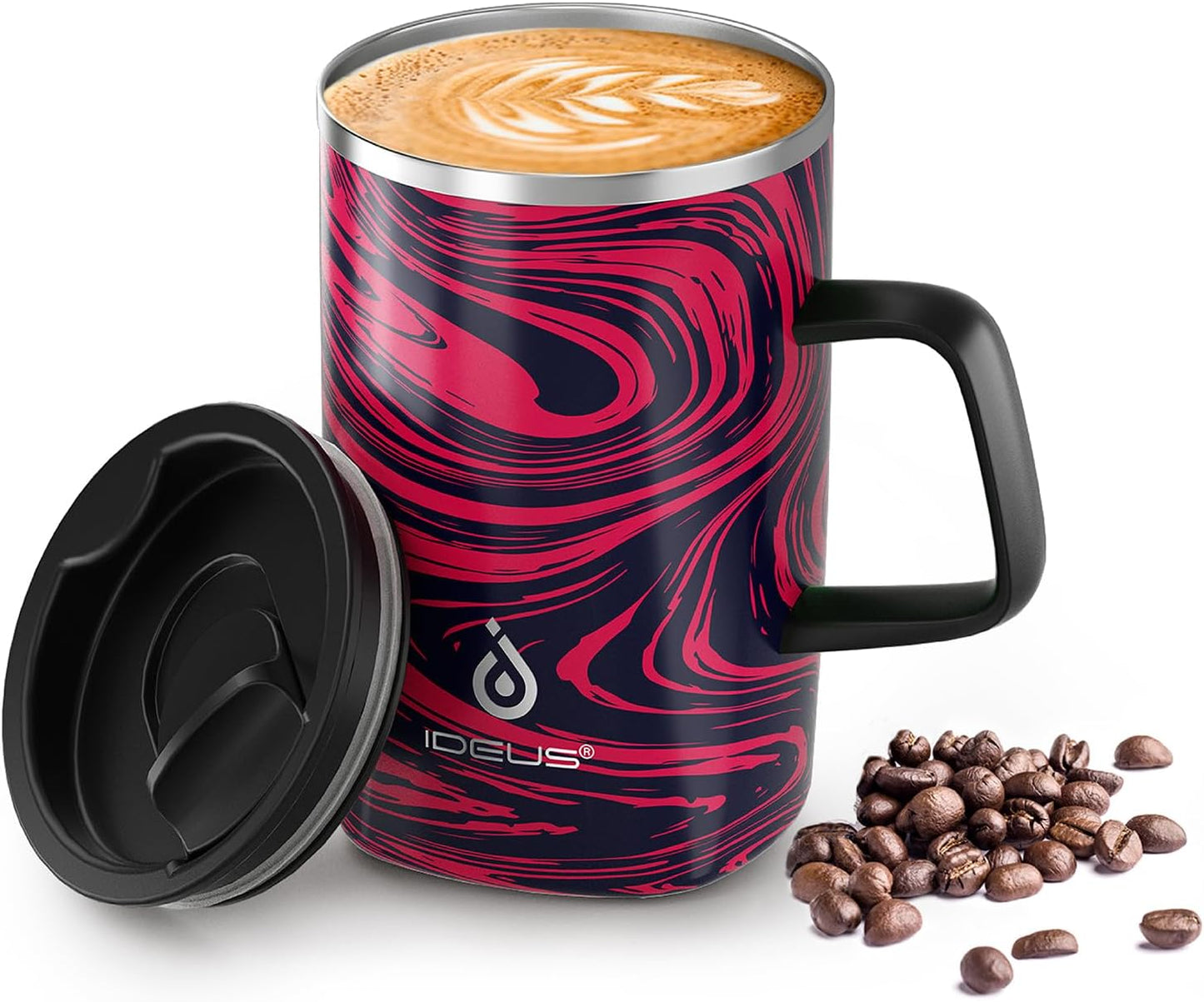16 oz Insulated Stainless Steel Coffee Mug with Lid, Leopard Blue | 18/8 Stainless Steel | Double Wall Vacuum | 3D Print Finish | Sweat-Free Exterior | Sliding Lid | Ideal for Home & Office
