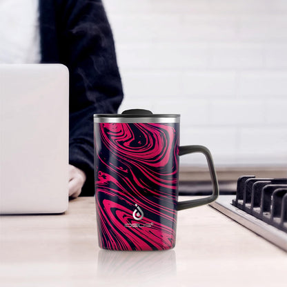 16 oz Insulated Stainless Steel Coffee Mug with Lid, Leopard Blue | 18/8 Stainless Steel | Double Wall Vacuum | 3D Print Finish | Sweat-Free Exterior | Sliding Lid | Ideal for Home & Office