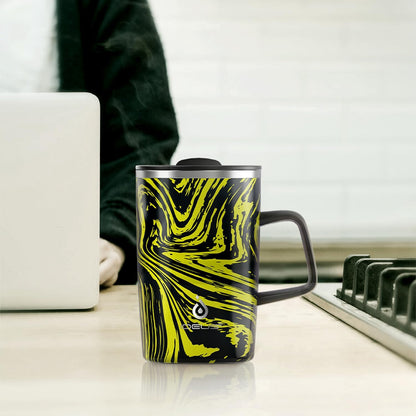 16 oz Insulated Stainless Steel Coffee Mug with Lid, Leopard Blue | 18/8 Stainless Steel | Double Wall Vacuum | 3D Print Finish | Sweat-Free Exterior | Sliding Lid | Ideal for Home & Office