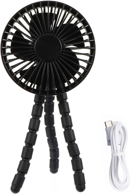 Portable Stroller Fan with Flexible Tripod Rechargeable Mini Clip-on Cooling Fan for Strollers for Travel and Sports
