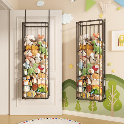SWTYMIKI Hanging Stuffed Animal Storage - Over Door Toy Organizer, 2-Tier