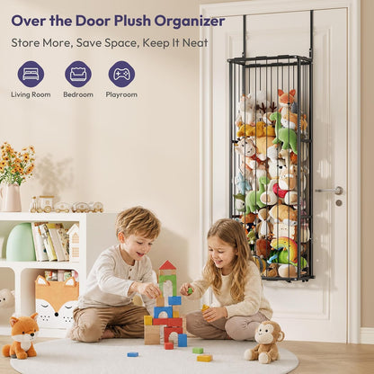 SWTYMIKI Hanging Stuffed Animal Storage - Over Door Toy Organizer, 2-Tier