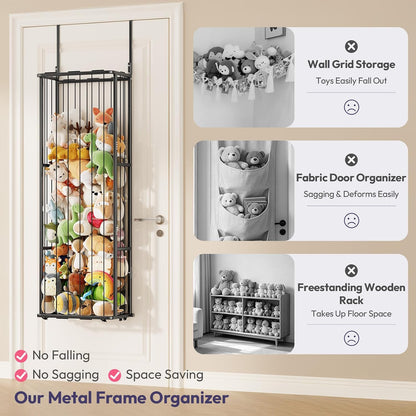 SWTYMIKI Hanging Stuffed Animal Storage - Over Door Toy Organizer, 2-Tier