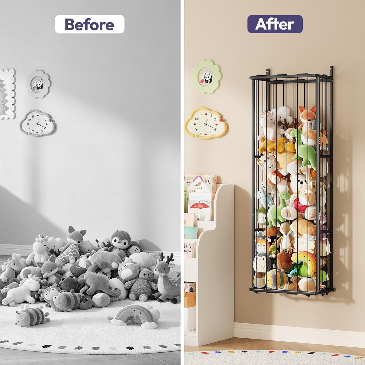 SWTYMIKI Hanging Stuffed Animal Storage - Over Door Toy Organizer, 2-Tier
