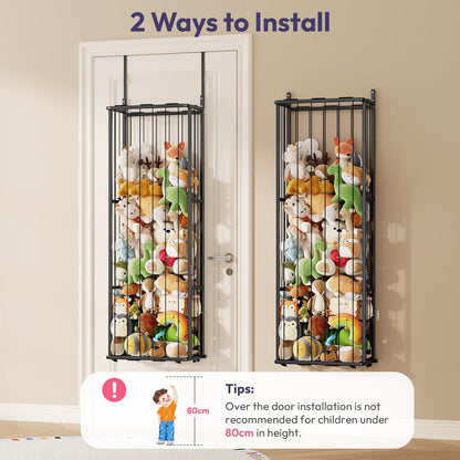 SWTYMIKI Hanging Stuffed Animal Storage - Over Door Toy Organizer, 2-Tier