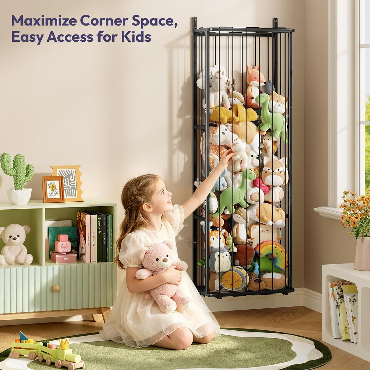 SWTYMIKI Hanging Stuffed Animal Storage - Over Door Toy Organizer, 2-Tier