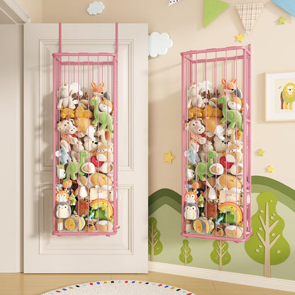 SWTYMIKI Hanging Stuffed Animal Storage - Over Door Toy Organizer, 2-Tier