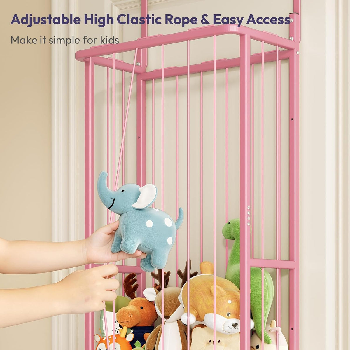 SWTYMIKI Hanging Stuffed Animal Storage - Over Door Toy Organizer, 2-Tier