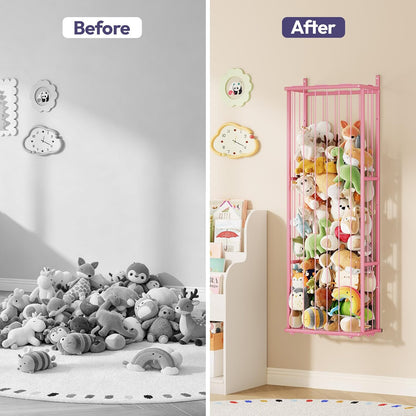 SWTYMIKI Hanging Stuffed Animal Storage - Over Door Toy Organizer, 2-Tier