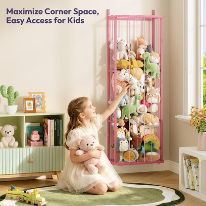 SWTYMIKI Hanging Stuffed Animal Storage - Over Door Toy Organizer, 2-Tier