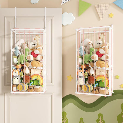 SWTYMIKI Hanging Stuffed Animal Storage - Over Door Toy Organizer, 2-Tier