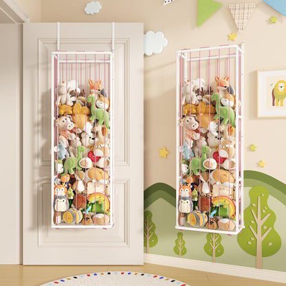 SWTYMIKI Hanging Stuffed Animal Storage - Over Door Toy Organizer, 2-Tier
