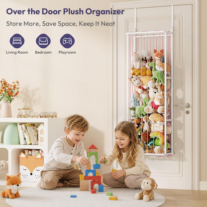 SWTYMIKI Hanging Stuffed Animal Storage - Over Door Toy Organizer, 2-Tier
