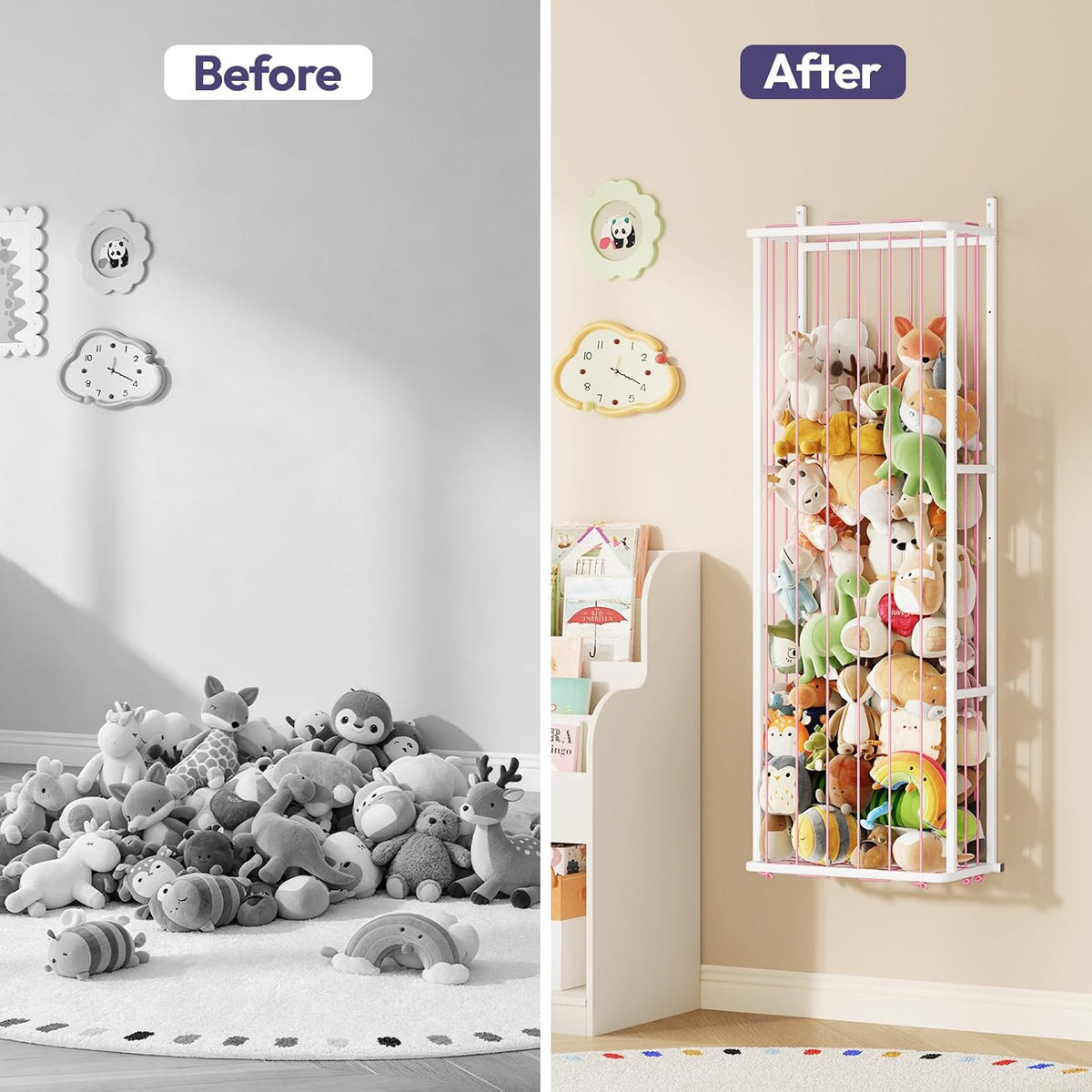 SWTYMIKI Hanging Stuffed Animal Storage - Over Door Toy Organizer, 2-Tier