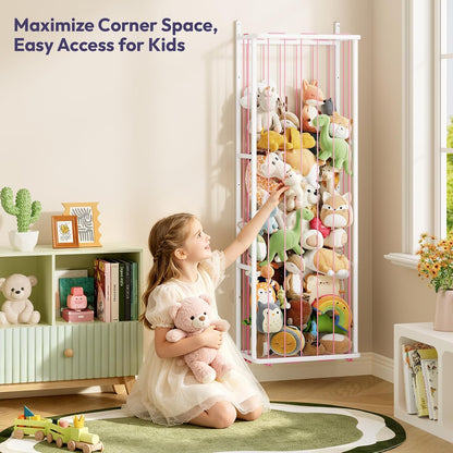 SWTYMIKI Hanging Stuffed Animal Storage - Over Door Toy Organizer, 2-Tier