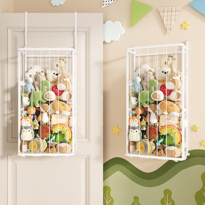 SWTYMIKI Hanging Stuffed Animal Storage - Over Door Toy Organizer, 2-Tier