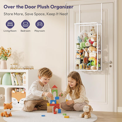 SWTYMIKI Hanging Stuffed Animal Storage - Over Door Toy Organizer, 2-Tier