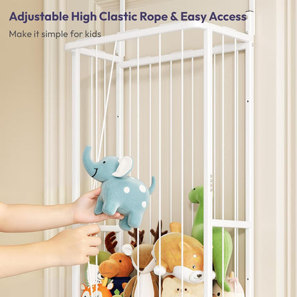 SWTYMIKI Hanging Stuffed Animal Storage - Over Door Toy Organizer, 2-Tier