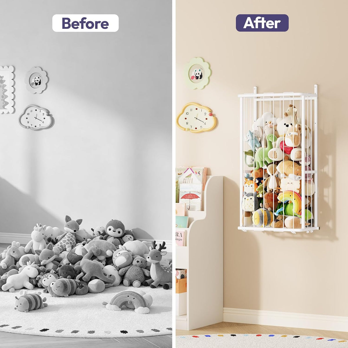 SWTYMIKI Hanging Stuffed Animal Storage - Over Door Toy Organizer, 2-Tier
