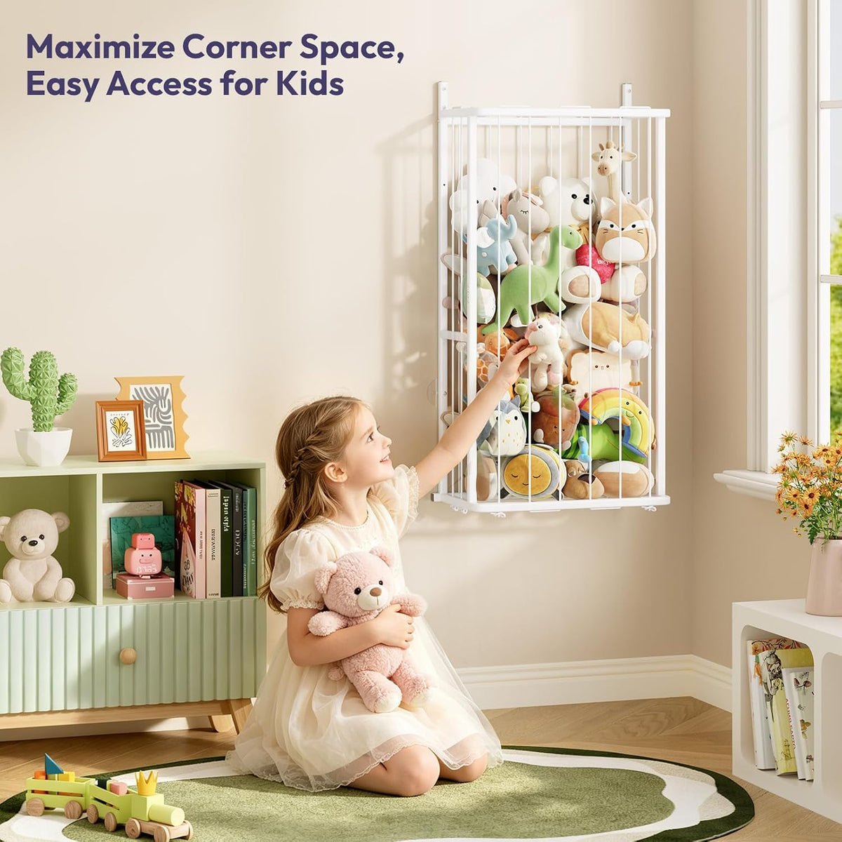 SWTYMIKI Hanging Stuffed Animal Storage - Over Door Toy Organizer, 2-Tier