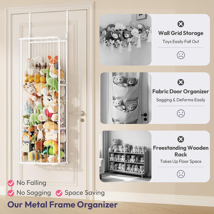 SWTYMIKI Hanging Stuffed Animal Storage - Over Door Toy Organizer, 2-Tier