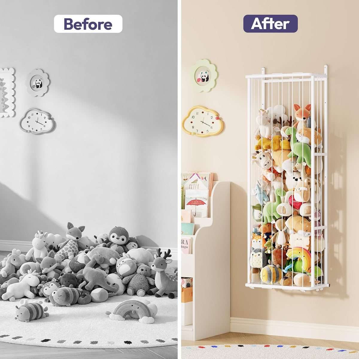 SWTYMIKI Hanging Stuffed Animal Storage - Over Door Toy Organizer, 2-Tier