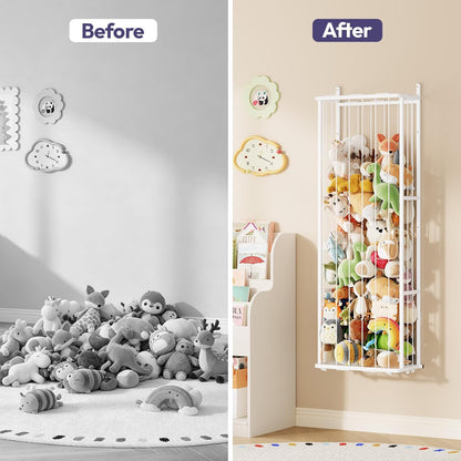 SWTYMIKI Hanging Stuffed Animal Storage - Over Door Toy Organizer, 2-Tier