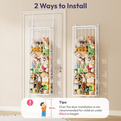 SWTYMIKI Hanging Stuffed Animal Storage - Over Door Toy Organizer, 2-Tier