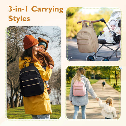 Neoprene Diaper Bag Backpack Small Baby Bag Travel Mini Diaper Backpack for Newborn with Insulated Pockets, Stroller Straps