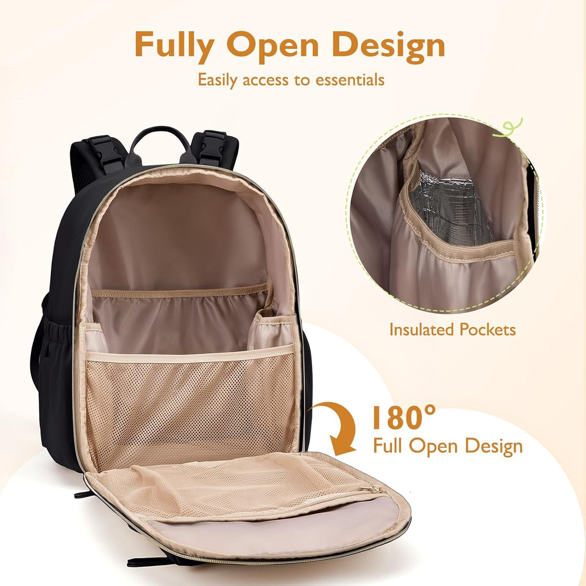 Neoprene Diaper Bag Backpack Small Baby Bag Travel Mini Diaper Backpack for Newborn with Insulated Pockets, Stroller Straps