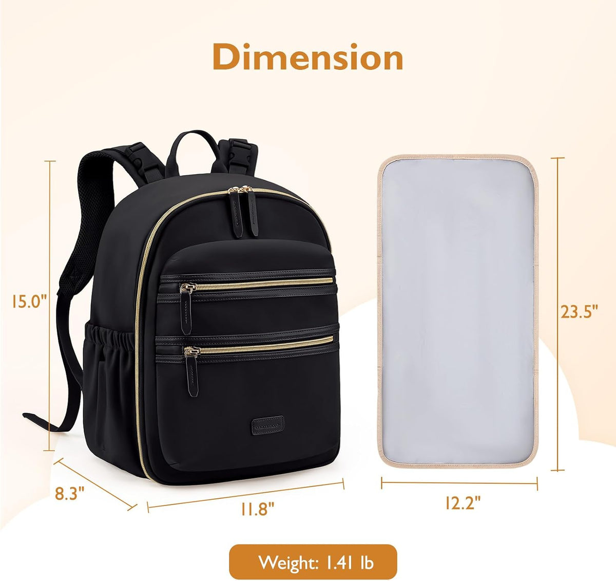 Neoprene Diaper Bag Backpack Small Baby Bag Travel Mini Diaper Backpack for Newborn with Insulated Pockets, Stroller Straps